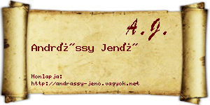 Andrássy Jenő névjegykártya